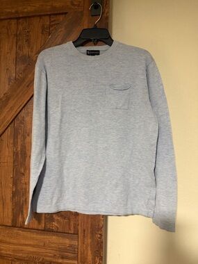 Neiman Marcus Men Light Blue Long-Sleeve Knit Shirt with Chest Pocket